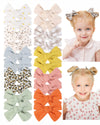 Jollybows 20Pcs 3.5 Inches Baby Girls Linen Hair Bows Clips 10 Colors Fully Lined Hair Barrettes Accessories For Babies Infant T