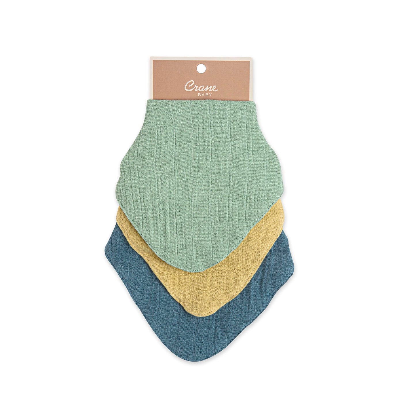 Crane Baby Soft Muslin Baby Bib Set, Adjustable And Absorbent Bandana Style Bibs For Boys And Girls, River, 3 Piece, 18.5 X 9