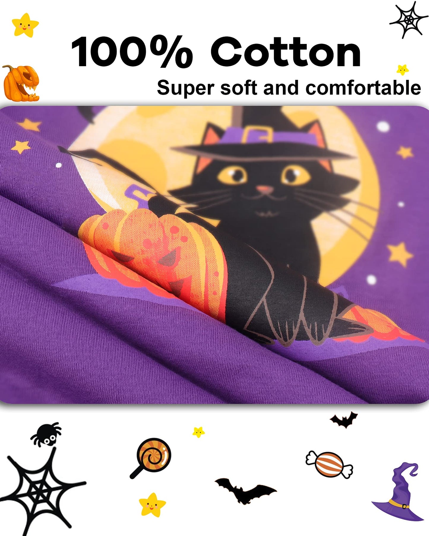 Daughter Queen Girls Halloween Pajamas 18-24 Months Baby Toddler Pjs Cat Pj Sets 100% Cotton Comfy Soft Sleepwear Pumpkin Jammie