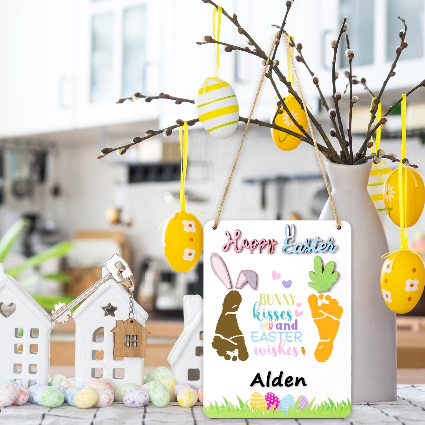 R Horse Baby? First Easter Diy Footprint Wooden Hanging Sign With Marker Pen, 3D Bunny Carrot Footprint Art Craft Diy Kit, Newbo