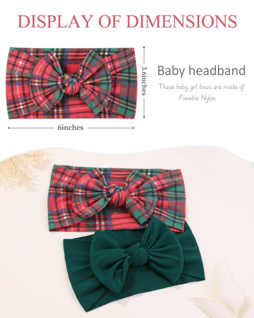 Jollybows 3Pcs Baby Nylon Headbands Hairbands Hair Bow Elastics For Baby Girls Newborn Infant Toddlers Kids (10-White+Green+Plai