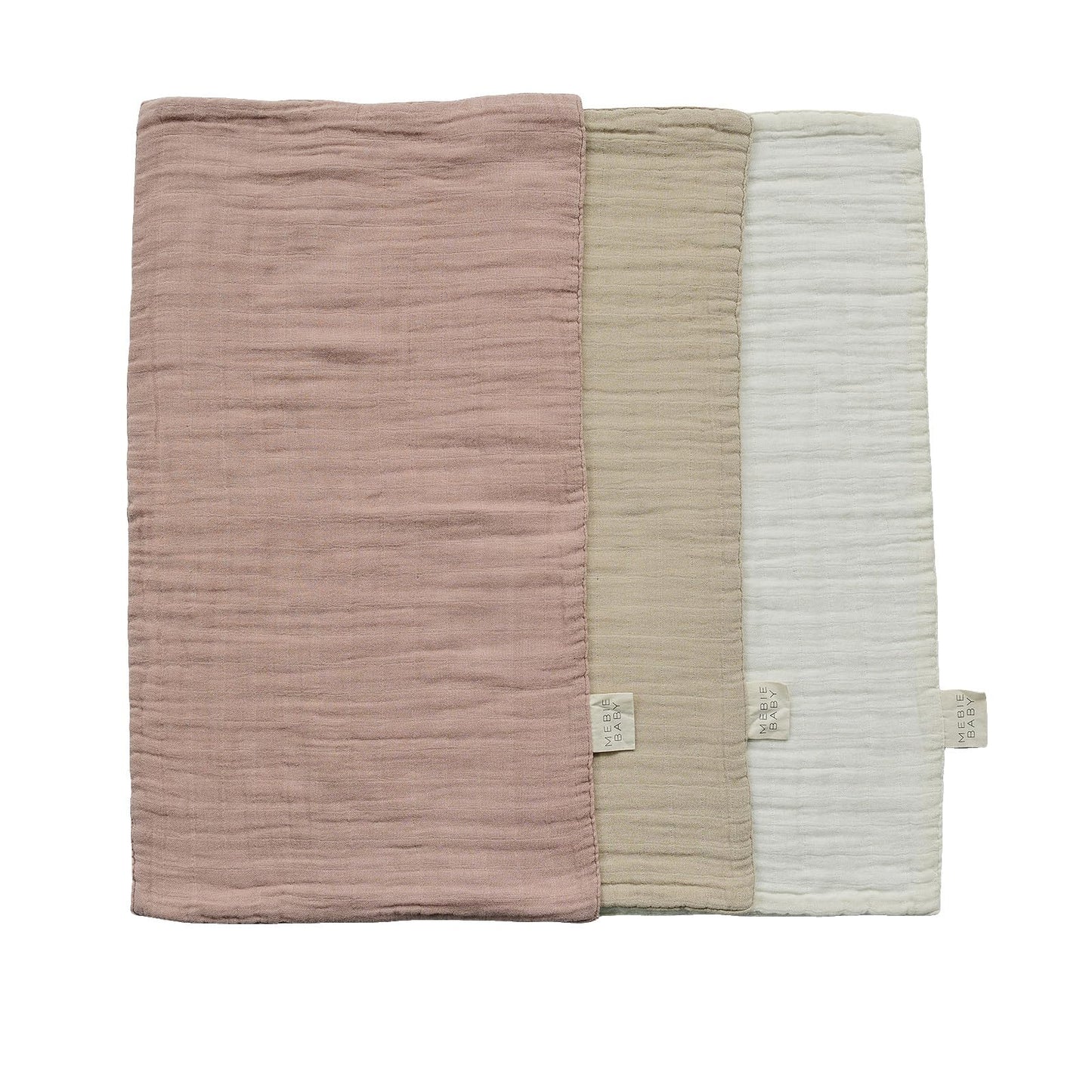 Mebie Baby Burp Cloths, Dusty Rose Print 3-Pack, Muslin Burp Cloth Set for Spit Up, Drool, and More, Boho Burp Cloths for Baby B