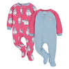 Gerber Baby Girls Toddler Loose Fit Flame Resistant Fleece Footed Pajamas 2-Pack Tigers Pink 4T