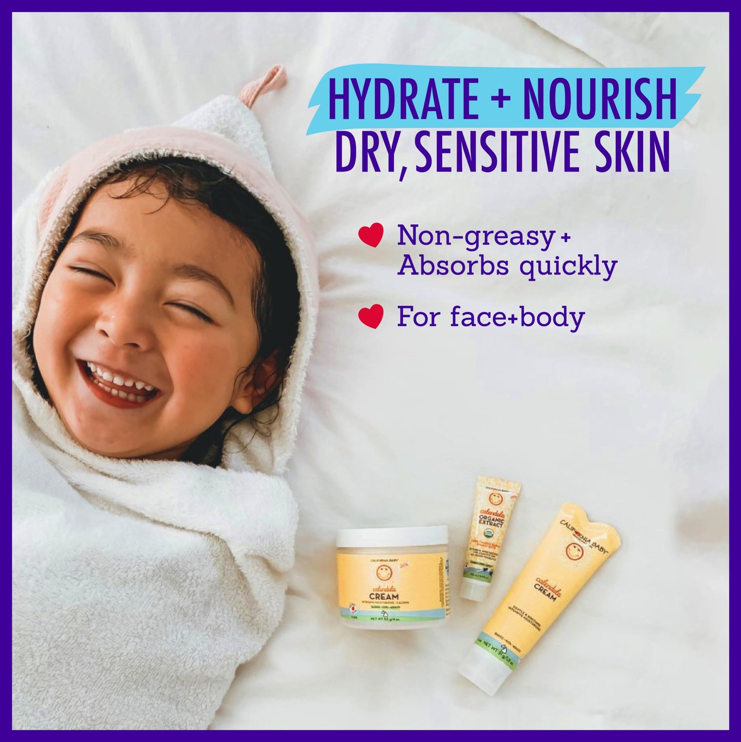 California Baby Calendula Cream Ultra-Soothing Baby Face Cream 100% Plant-Based Organic Calendula + Aloe Vera Lavender Scent