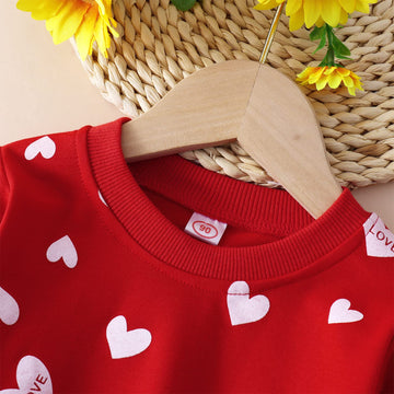 Cm C&M Wodro Toddler Girls Clothing Sets Valentine Fashion Sweatshirts Baby Fall Winter Outfits Heart Print Top And Pants(Pink,5