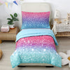 Urbonur 4 Pcs Bed In A Bag For Toddler Bed 2-6 Years Toddler Bedding Sets For Girls Room Decor Gradient Pink Purple Teal Toddler