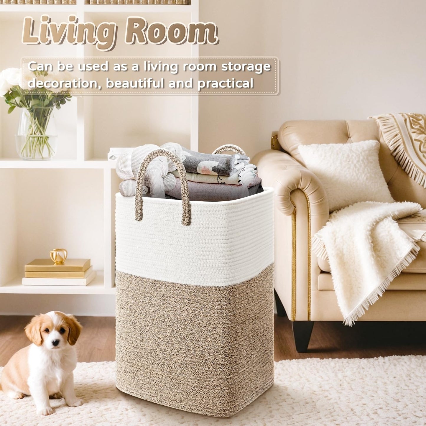 Artfeel Laundry Basket,Woven Cotton Rope Laundry Hamper,60L Versatile Storage For Dirty Clothes,Baby Toys,And Blankets In Bathro