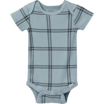 Gerber Unisex Baby Multi-Pack Onesies Bodysuits (Short And Long Sleeve), Blue Plaid, 3-6 Months