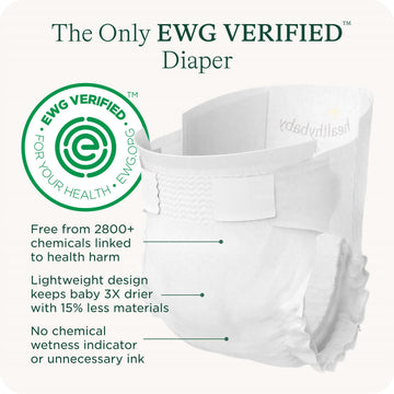 Healthybaby Our Diapers | Ewg Verified Safe & Plant-Based Diapers | Absorbent For Leak Protection | Soft Organic Cotton Shell |