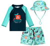 Toddlers And Baby Boys' 3-Piece Swimsuit Trunk Rashguard Set And Sun Hat Swimwear Bathing Suit Sunsuit Swim Shirt Upf 50+ Pirate