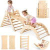 Belleur 7 In 1 Wood Pikler Triangle Set, Foldable Toddler Climbing Toys Indoor, Montessori Climbing Set With Ramp, Arch & Climbi