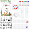 Panitay 100 Pcs Diy Baby Bibs Decorating Kit 50 White Bibs 25 Stencils 24 Fabric Markers 1 Baby Shower Game Sign(Land Animal)