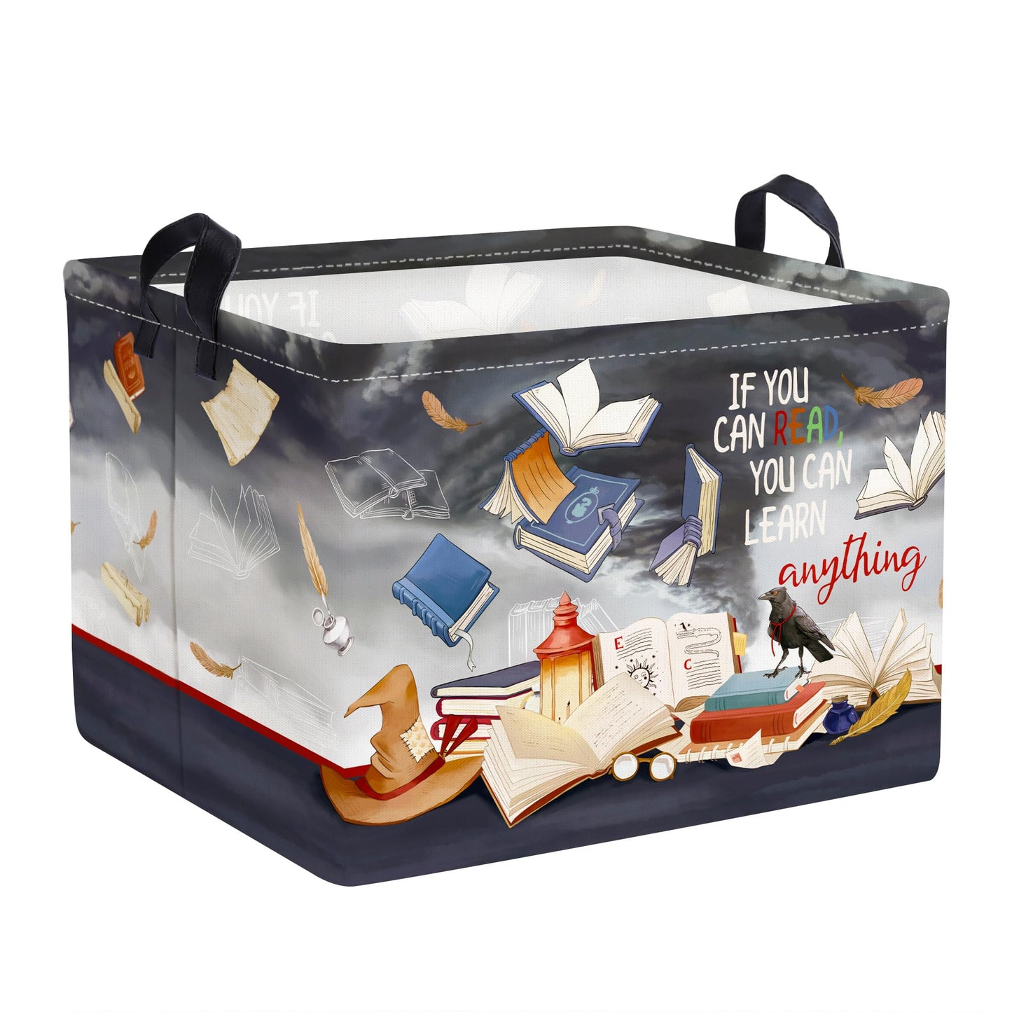 Clastyle Magic Nursery Decor Baby Gift Basket Kid Large Feather Hat Book Shelf Basket Broomstick Collapsible Rectangle Clothes T