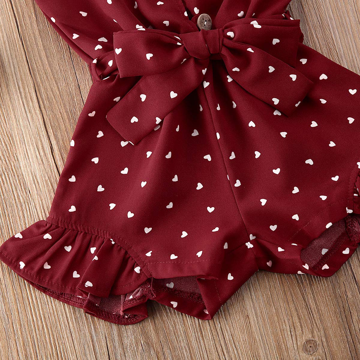 Toddler Kid Baby Girl Strap Sleeveless Romper Halter Heart Jumpsuit Bodysuit Shorts Overalls Summer Outfits Set (Red,4-5T)
