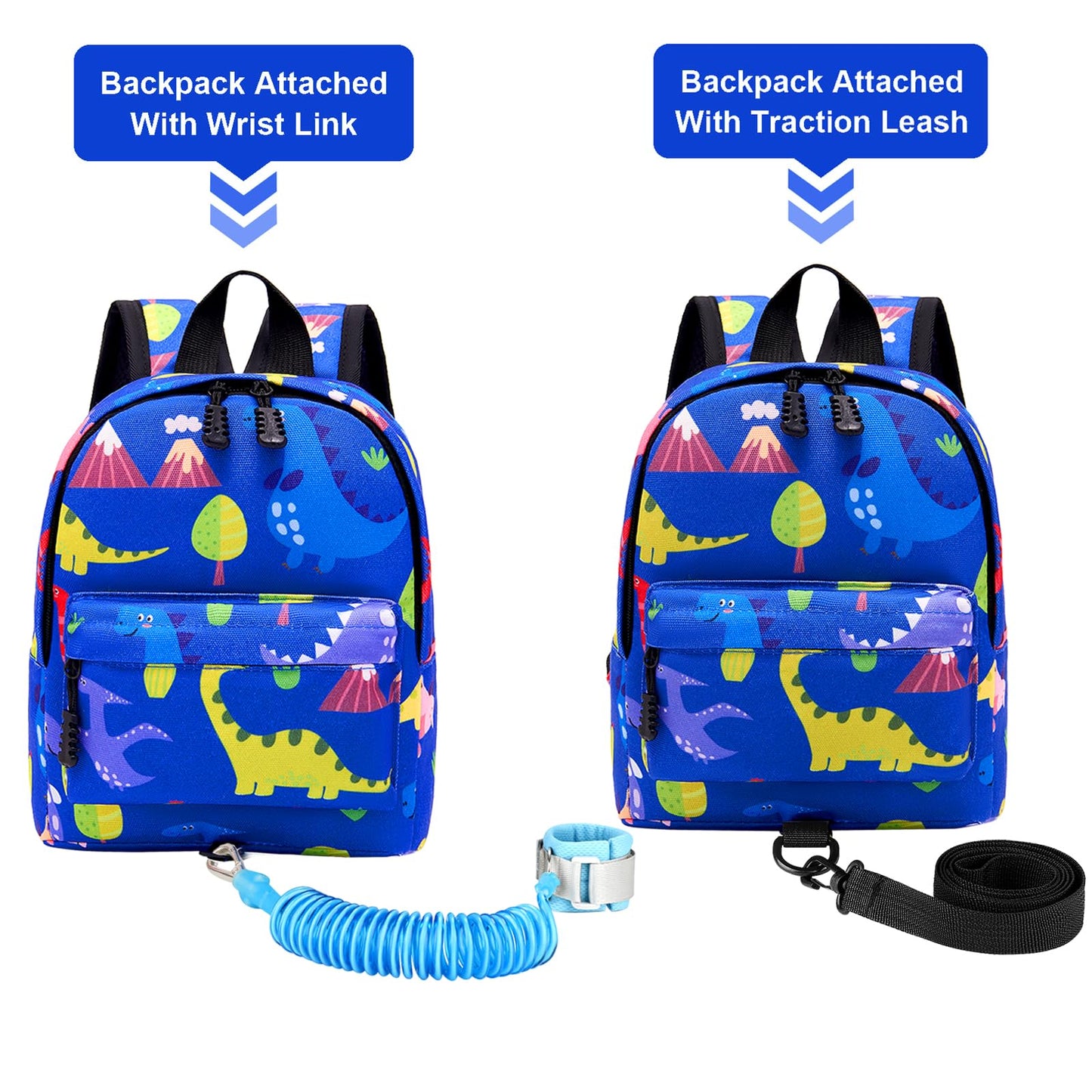 Accmor Toddler Harness Backpack Leash, Baby Dinosaur Backpacks With Anti Lost Wrist Link, Cute Mini Child Harnesses Leashes For