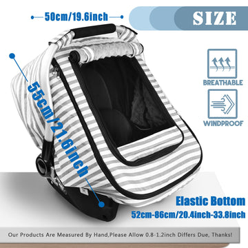 Car Seat Covers For Babies,Baby Car Seat Cover For Boys Girls,Windproof Infant Carseat Cover,Kick-Proof Car Seat Canopy With Bre
