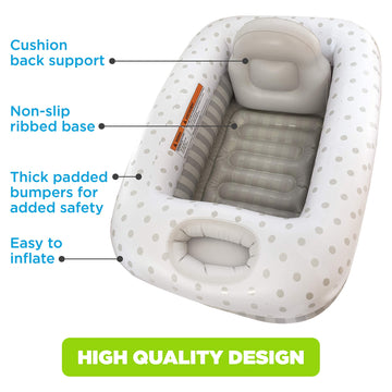 Playtex Baby Air-Filled Cushion Bath Tub - Free-Standing, Blow Up, Portable, Inflatable, Safe Bathing, Baby Bathtub, Toddler Bat