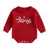 Adobabirl My First Valentines Day Baby Outfit Girl Boy Knit Sweater Bubble Romper Long Sleeve Jumpsuit Fall Winter Outfit (F Lov