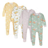 Gerber Baby Girl'S Toddler 4-Pack Footed Pajamas, Roses And Fox, 2T