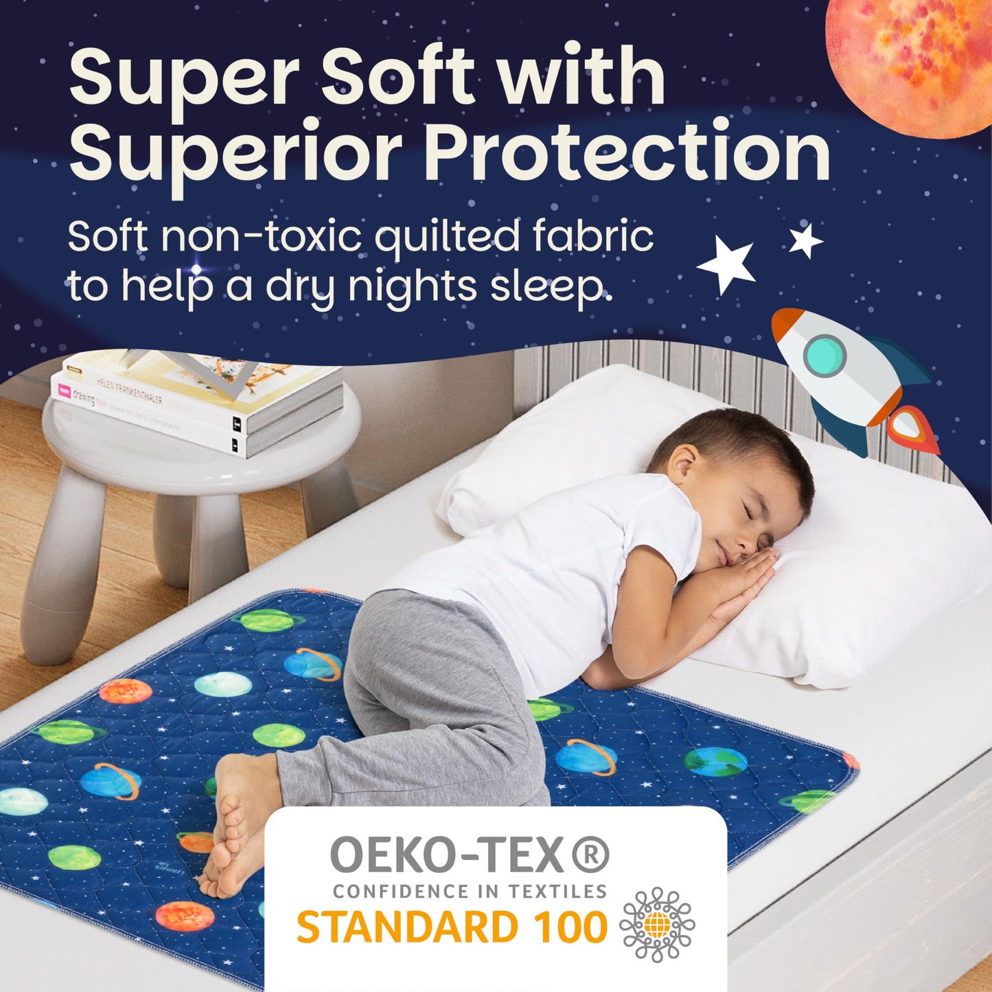 2X Potty Training Waterproof Bed Pad- Night Time Bed Protector Excellent For Toilet Training, Incontinence & Bedwetting, Reusabl