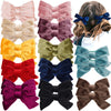 Yxiang 24Pcs/12Pairs Baby Girls Hair Clips 4Inches Velvet Hair Bows Solid Color Fully Lined Non Slip Barrettes Hair Accessories