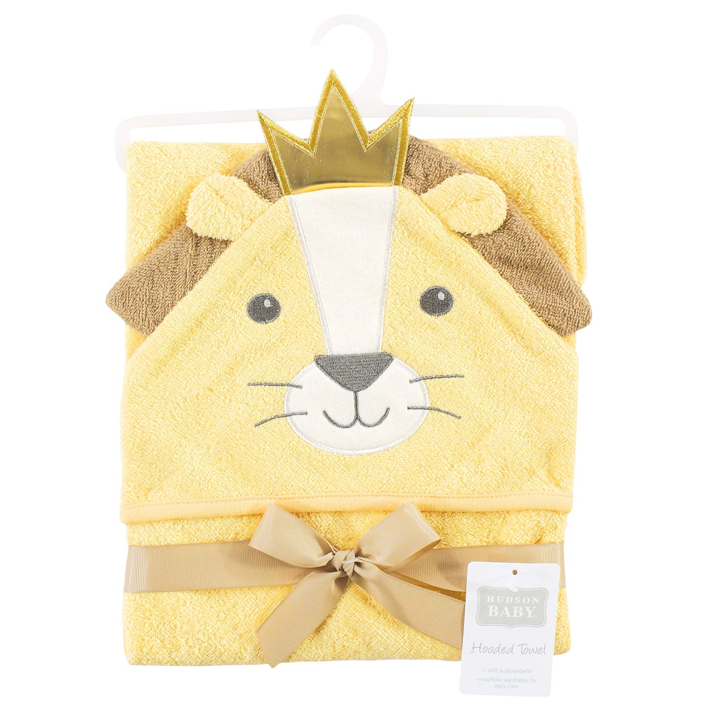 Hudson Baby Unisex Baby Cotton Animal Face Hooded Towel, King Lion, One Size