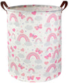 Ddbasket Pink Laundry Basket Girls Hamper Clothes Collapsible Toy Storage Bin Organizer With Handles For Kids, Baby,Nursery Hamp