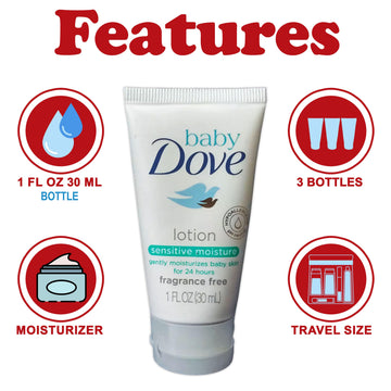 Baby Dove Sensitive Moisture Baby Lotion, 3 Pk Hypoallergenic Fragrance-Free For Sensitive Skin, Moisturizing Unscented Baby Lot