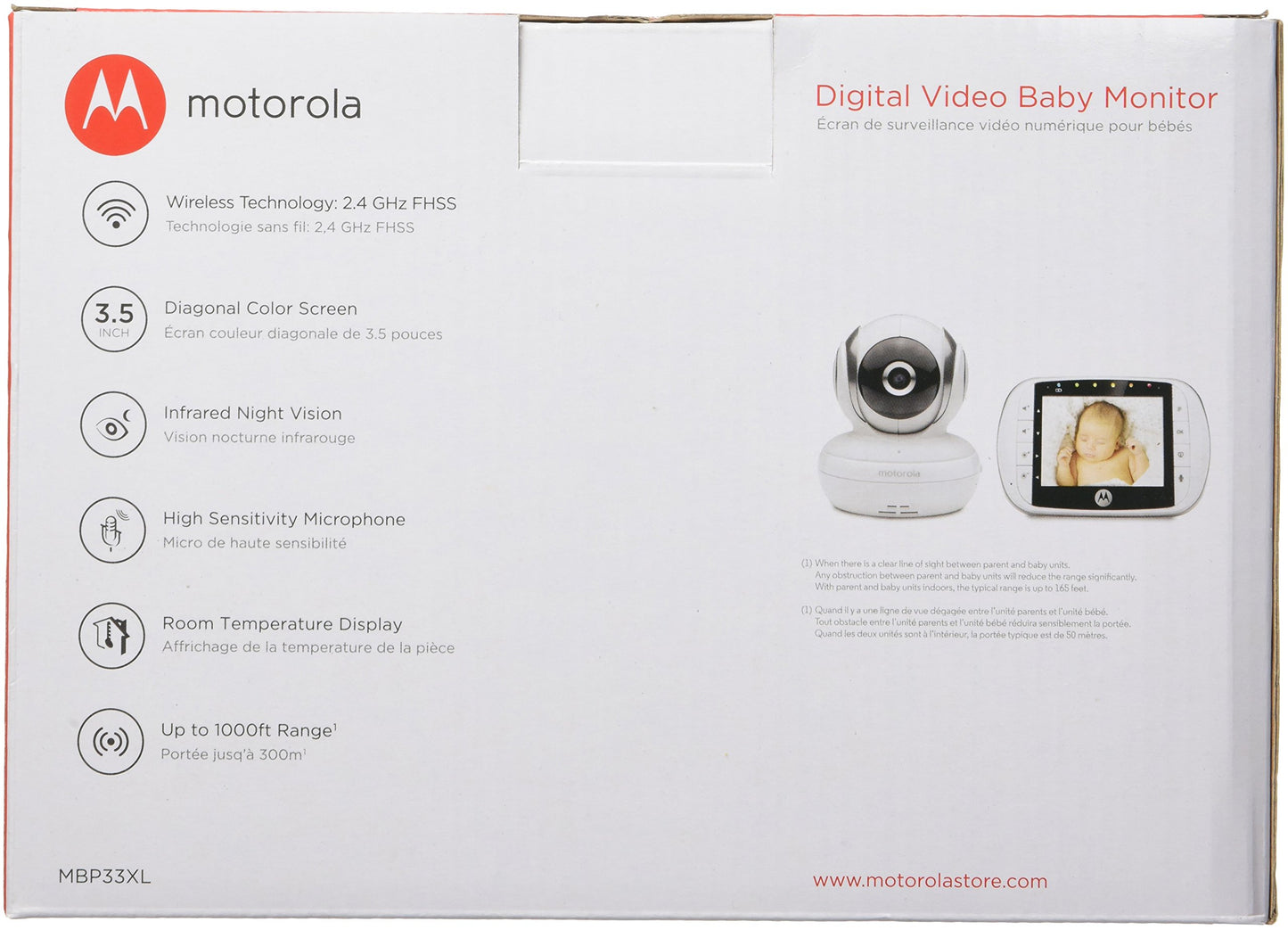 Motorola Mbp33Xl 3.5' Video Baby Monitor With Digital Zoom, Two-Way Audio And Room Temperature Display, 2 Piece Set (Pack Of 1)