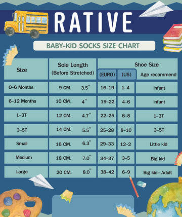 Rative 12-Pack Cotton Crew Socks For Unisex Baby Infant Toddler Kids Boys Girls(1-3T,12-Pairs/Ru-3Cun)