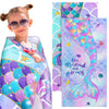 Yahenda 2 Packs Mermaid Beach Towel for Kids Quick Dry Beach Swimming Bath Pool Towel for Kids Girls Travel Shower Swimming Camp