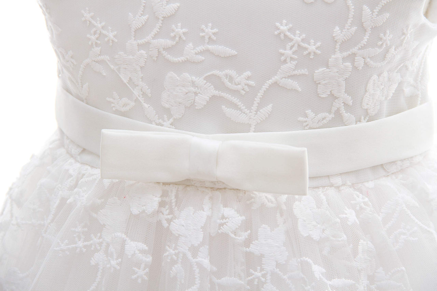 Glamulice White Baby-Girls Newborn Satin Baptism Dress Elegant Lace Cap Flower Christening Gown 0-6 Infant Formal Party Wedding