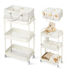 Fortella Baby Diaper Caddy, 3 Tier Rolling Storage Cart for Baby Essentials, Diaper Cart with Detachable Dividers, Storage Organ