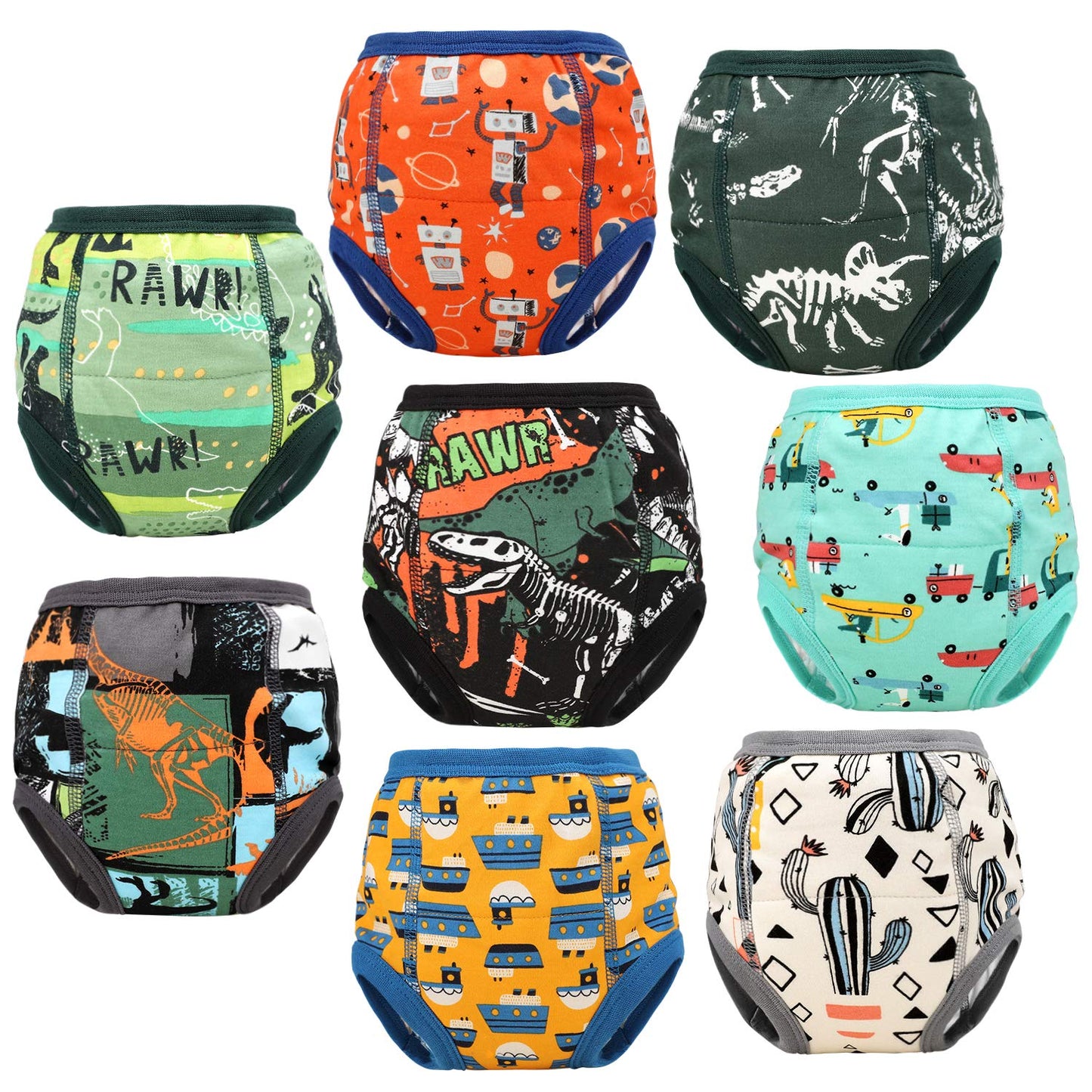 Moomoo Baby 8 Packs Toddler Training Underwear For Boy And Girls Strong Absorbent Cotton Training Pants 4T Green