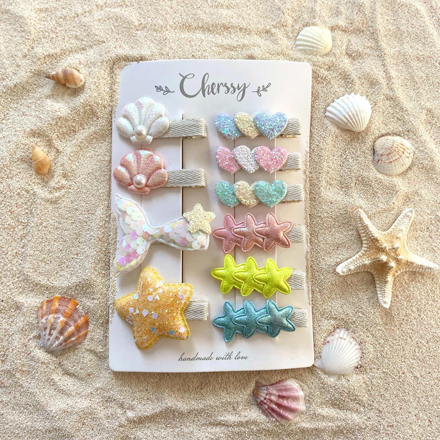 Glitter Mermaid Hair Clips For Girls, 10Pcs Non Slip Fully Lined Alligator Clips Hair Accessories For Baby Toddlers Kids Teens B