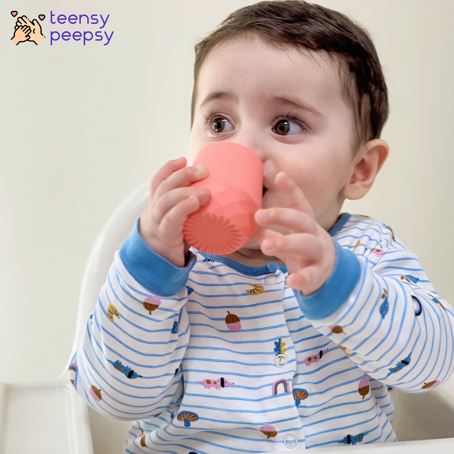 Teensy Peepsy 2 Pack Tiny Cup For 4 Months+ | Silicone Baby Cups 6-12 Months Baby Boy Gift, Open Cup For Baby Essentials Baby Le