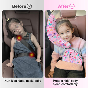 Seat Belt Cover Pad For Kids, Soft Car Seat Strap Cover And Seat Belt Pillow For Children Seatbelt Support Travel Car Pillow