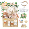 Wisreach Wooden Baby Shower Crate Closet, Foldable Handwoven Storage Basket for Baby Shower Gifts, Welcome Gift Basket for Newbo