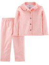 Simple Joys By Carter'S Baby Girls' 2-Piece Coat Style Pajama Set, Pink White Dots, 12 Months