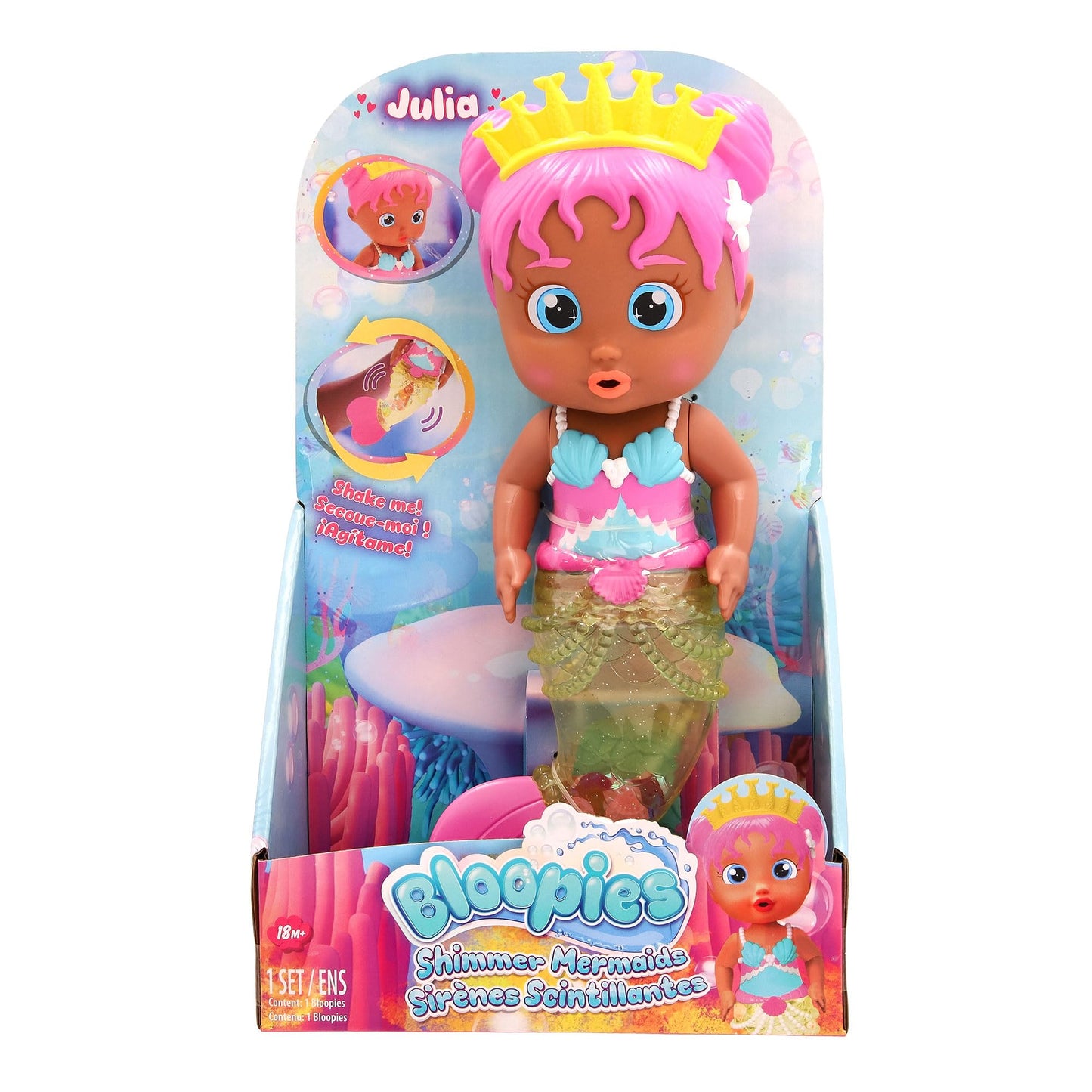 Bloopies Mermaids Shimmer Tail Julia - Water Toy with Shimmer Mermaid Tail, for Girls and Kids 18M and up