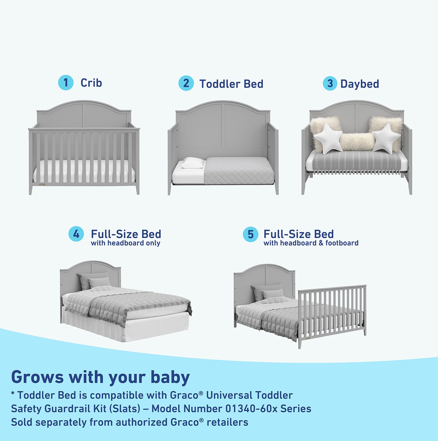 Graco Wilfred Crib And Mattress Nursery Essentials Pack (Pebble Gray) - Greenguard Gold Certified Baby Crib & Crib Mattress, Cri