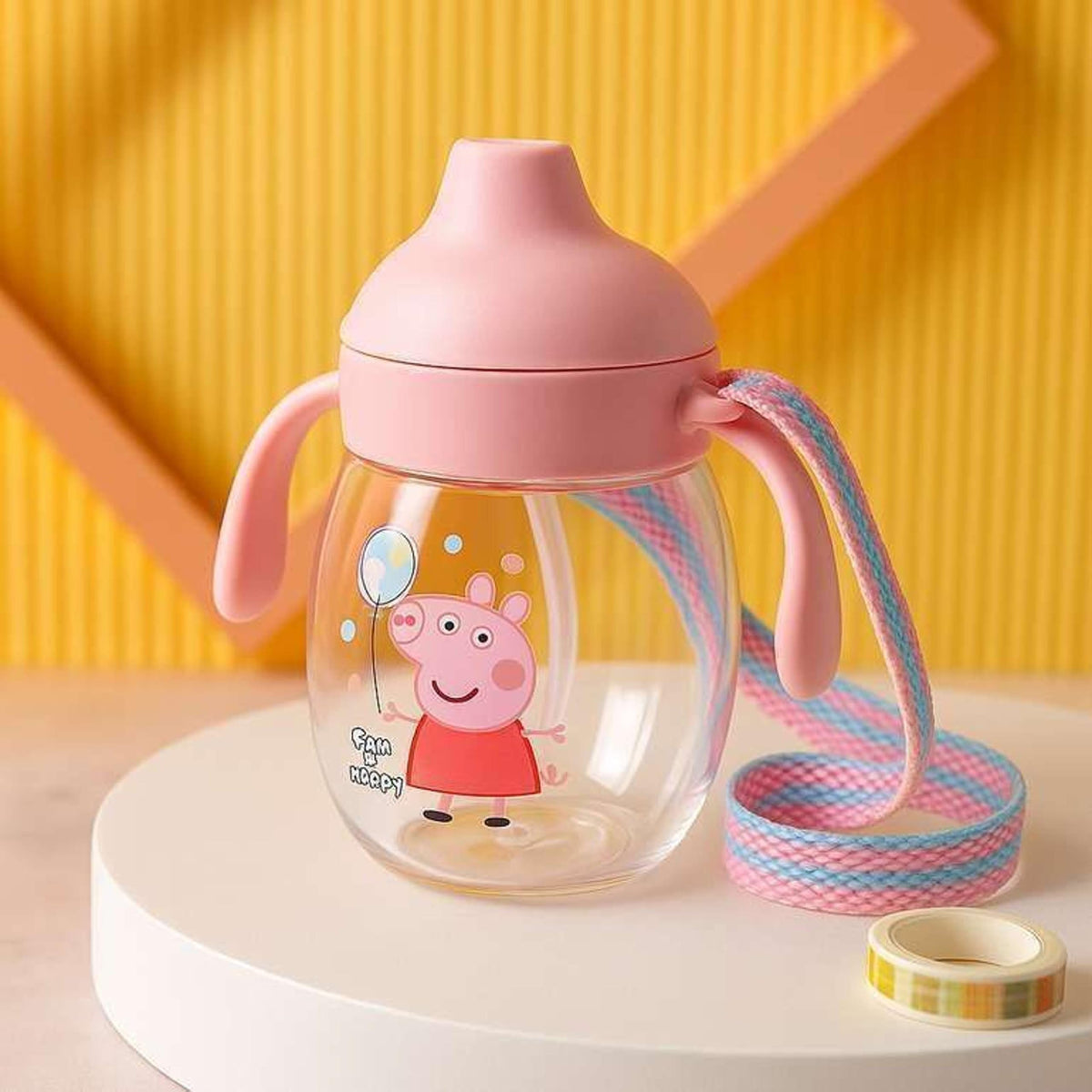 Peppa Pig Sippy Cup for Toddlers with Handles and Strap, Pink,Pack of 1