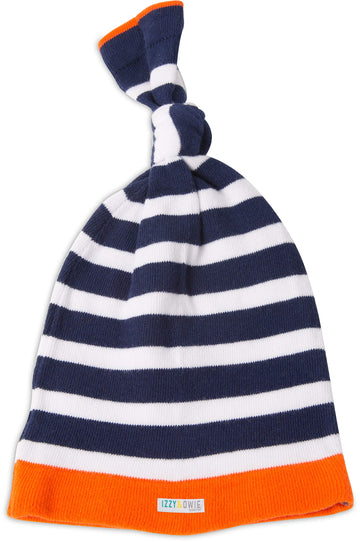 Izzy And Owie Beach Crab Striped Baby Hat, Navy Blue, 0-24 Months