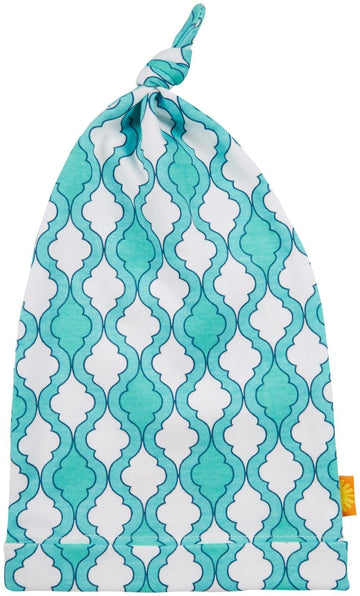 Masala Baby Girls' Knotted Jiva Hat - Turquoise/Yellow - 6-12 Months