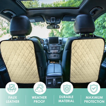 Fh Group Faux Leather Auto Seat Back Kick Protectors, Heavy Duty Car Kick Mat For Kids -2-Pack Diamond Stitched Back Seat Protec