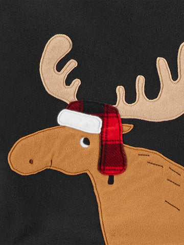 Simple Joys By Carter'S Boys' 4-Piece Pajama Set (Cotton Top & Fleece Bottom), Black Reindeer/Dark Grey Forest Animals/Grey Pola