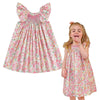 Simplee Kids Baby Floral Dress Toddler Smocking Dress Little Girls Casual Dress Floral Print Sundress For Spring Summer 24M-6T