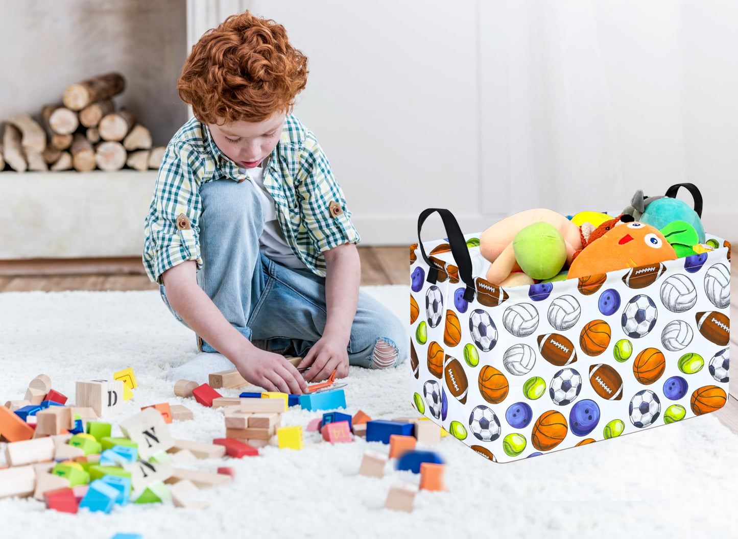 Acmuuni Balls Storage Box Shelf Basket Toys Storage Bins, Gift Basket For Kids,Rectangle Storage Basket Laundry Clothes Basket L