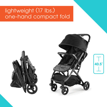 Summer Infant 3Dpac Cs Compact Stroller, Black - Car Seat Adaptable Baby Lightweight Stroller With Convenient One-Hand Fold, Rec