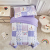 Joyreap 4 Piece Toddler Bedding Set- Purple Butterflies Flowers Patchwork Toddler Comforter Set, Includes Quilted Comforter, Fit